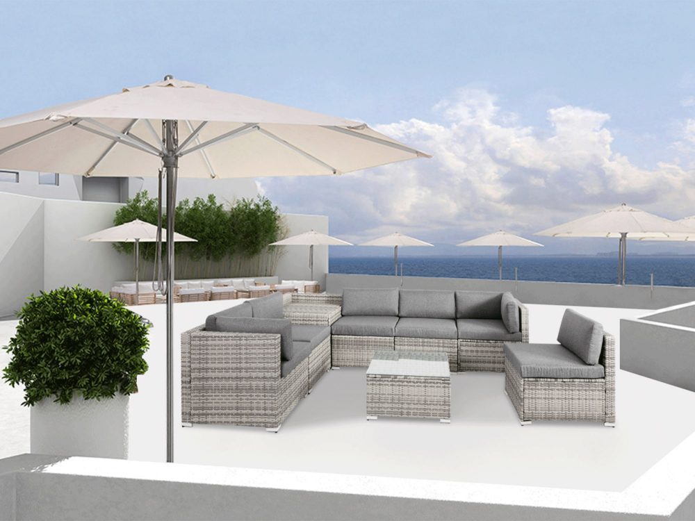 Portsea Deluxe 8 Piece Outdoor Furniture Modular Lounge - Grey